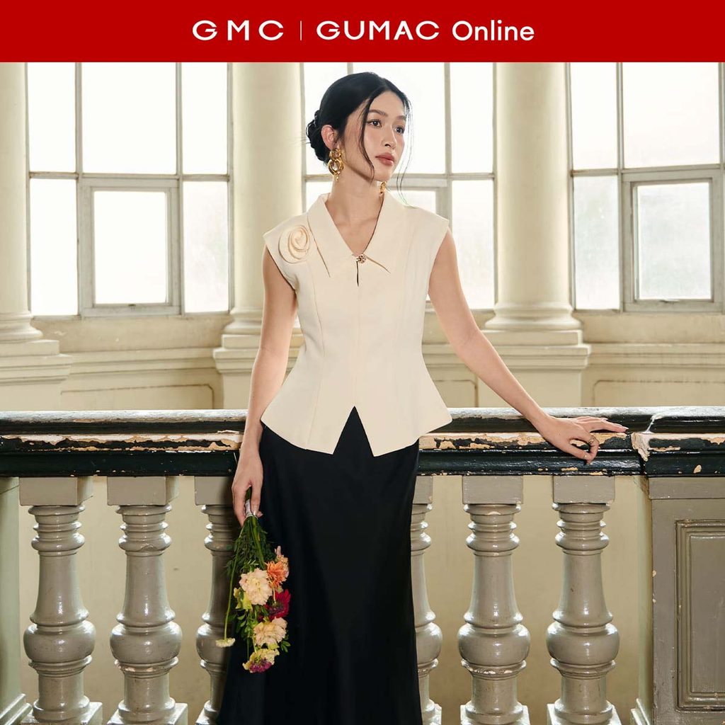 Áo sơ mi nữ kiểu gile đính hoa thủ công sang trọng công sở thanh lịch thời trang GUMAC AF01075 - AF1