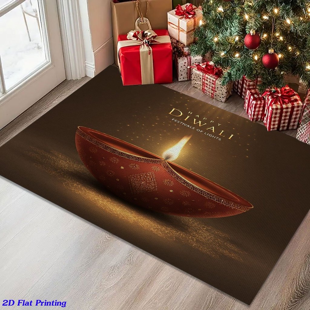 1 Chiếc Ấm Ánh Sáng Vàng Diwali Lễ Hội 2D Phẳng In Hình Vào Cửa Phòng Ngủ Ban Công Sàn Thảm Thảm Thả
