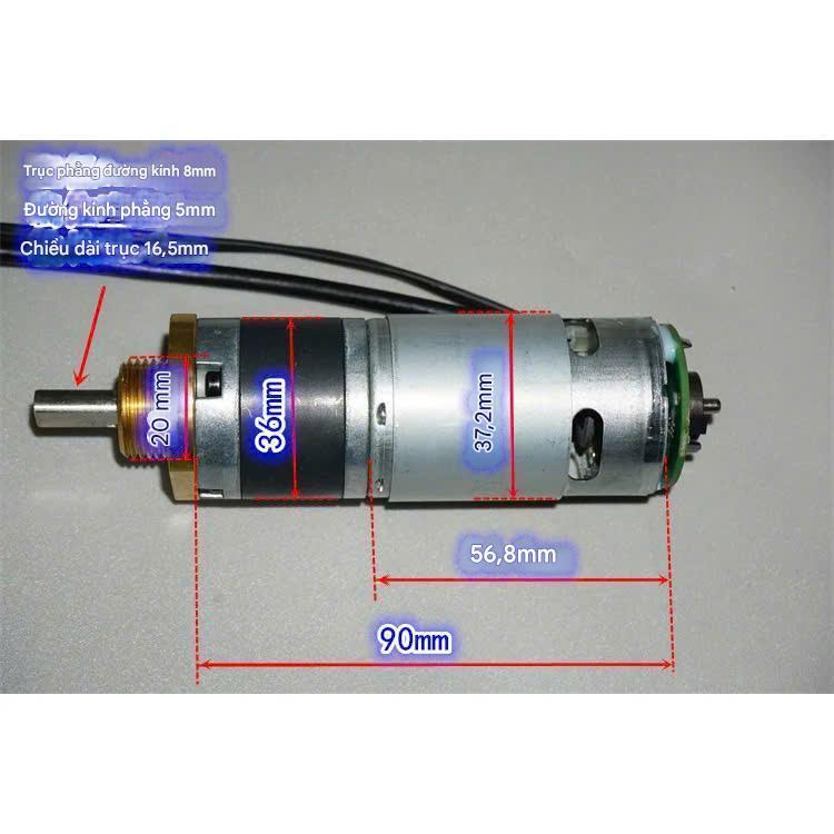 Động Cơ Giảm Tốc 12V–60 Vòng 24V - 125 vòng Kèm Encoder – Motor DC Cảm Biến Tốc Độ – Mô-men Cao