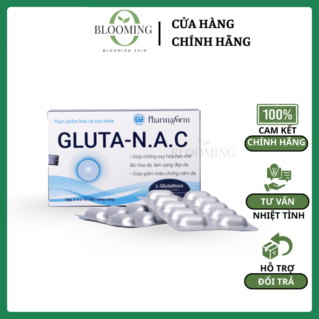 [Công Ty] Viên uống trắng da, sáng da, ngừa lão hoá PHARMAFORM GLUTA-N.A.C Hộp 30 viên