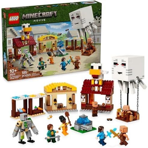 LEGO Minecraft The Ghast Balloon Village Attack- Bộ đồ chơi xây dựng cho trẻ em, bé gái và bé trai t