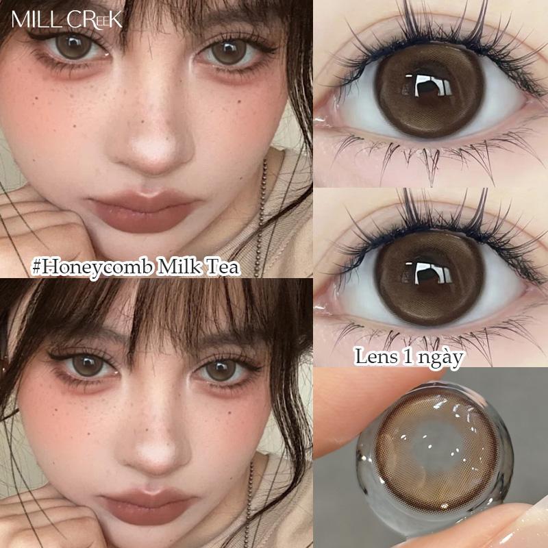 [Lens 1 ngày] Mill Creek, màu nâu, đường kính: 14,2 mm, hàm lượng nước: 55%. Bao gồm dụng cụ lắp đặt
