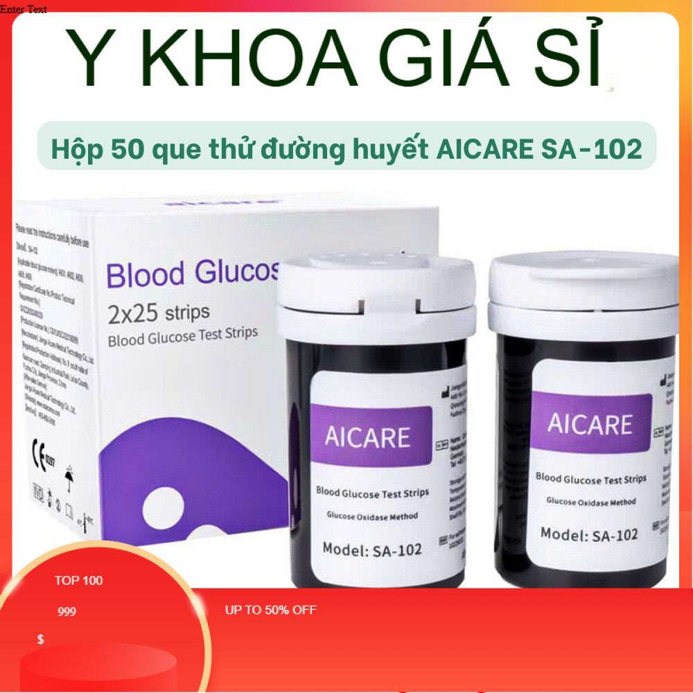 ✅ Hộp 25 hoặc 50 Que Thử Đường Huyết Chính Hãng AICARE SA-102