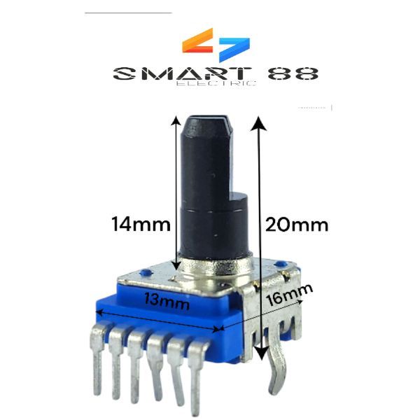 SMART88- Chiết Áp 6 Chân Vuông Xanh - Chân Cong Cán Vát Dài 20mm 5K 10K 20K 50K 100K