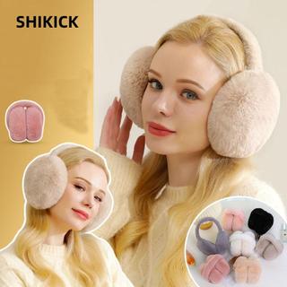 Máy sưởi tai sang trọng SHIKICK, Bịt tai mùa đông gấp bảo vệ lạnh, Bông tai dày màu trơn ấm áp dễ thương dành cho nữ