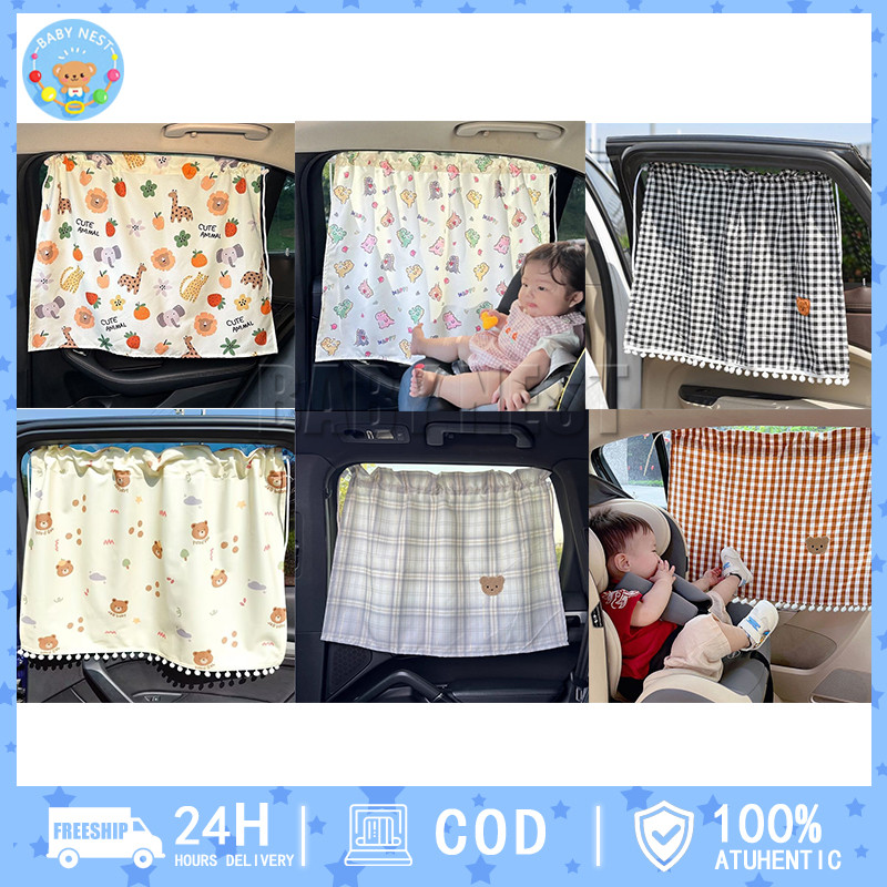 Rèm che nắng oto vải cotton dễ sử dụng