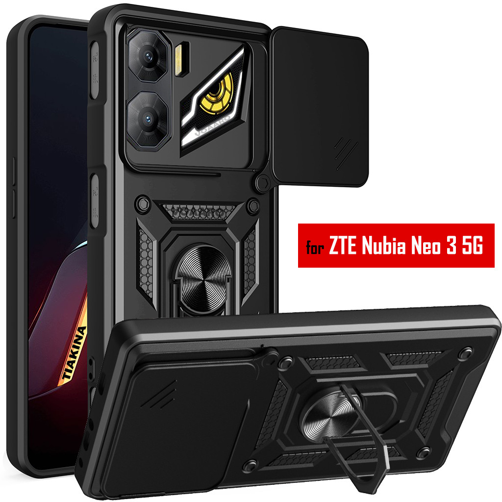 Ống kính trượt Armor Funda cho ZTE Nubia Neo 3 5G Ốp lưng ZTE Nubia Neo3 5G Ốp lưng từ tính Giá đỡ v