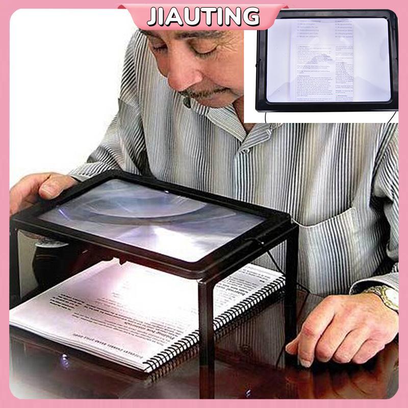 Jiating Large A4 Page Hands Free Kính lúp 3x có đèn LED lúp đọc sách, Jiauting
