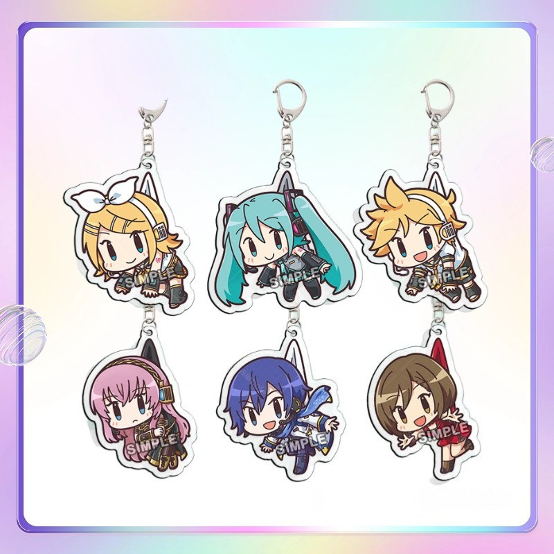 Hot Game Hatsune Miku LAITO MEIKO Kagamine Rin Len Cosplay Cartoon Figure Acrylic Keychain Pendant K