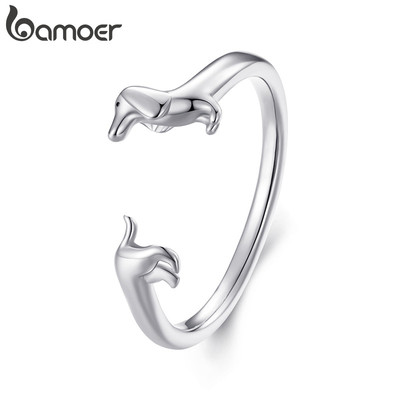 Bamoer Nhẫn Điều Chỉnh Kích Cỡ Phù Hợp Dành Cho Người Yêu Chó Dachshund, Quà Tặng Thời Trang Cho Nữ