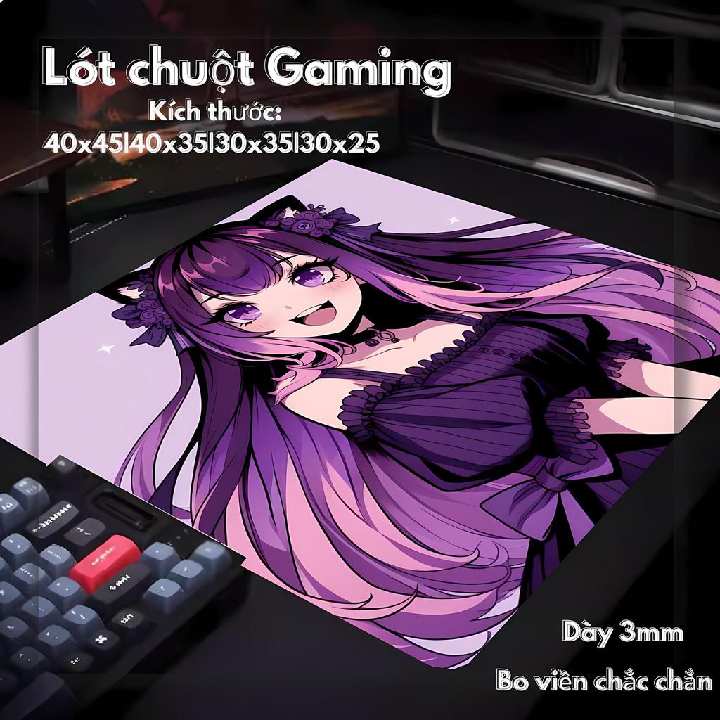 Lót chuột, pad chuột Gaming kích thước FPS cô gái dễ thương full size bo viền chắc chắn, bề mặt spee