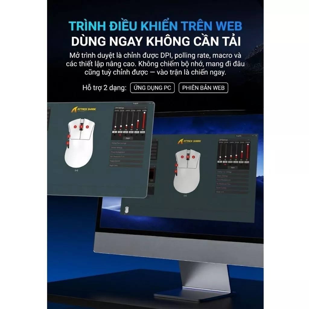 Chuột gaming không dây Attack Shark – V3 Series (PAW3311 / 1000Hz Polling Rate / Dock sạc RGB  Pro) | BigBuy360 - bigbuy360.vn