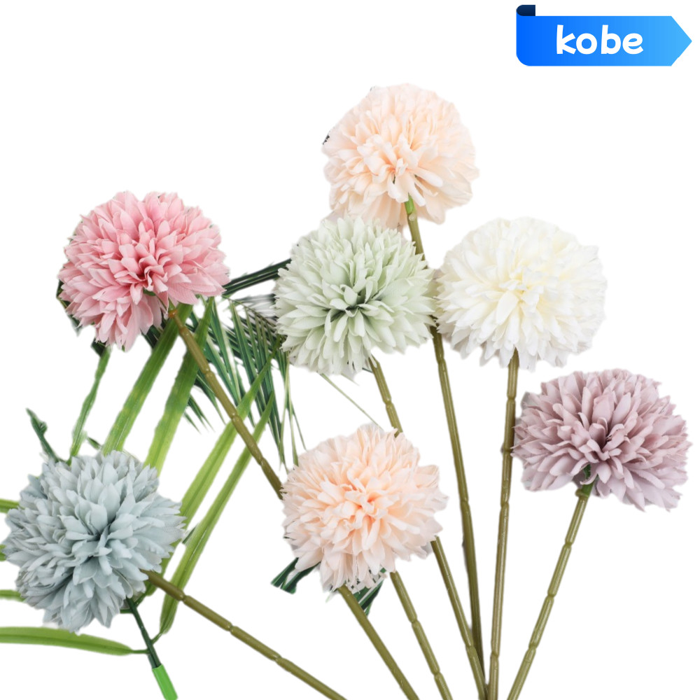 Bó hoa nhân tạo KOBE, 6 bó hoa Chất liệu lụa Quả cầu hoa cúc nhân tạo, Hình quả bóng Phong cách hoa 
