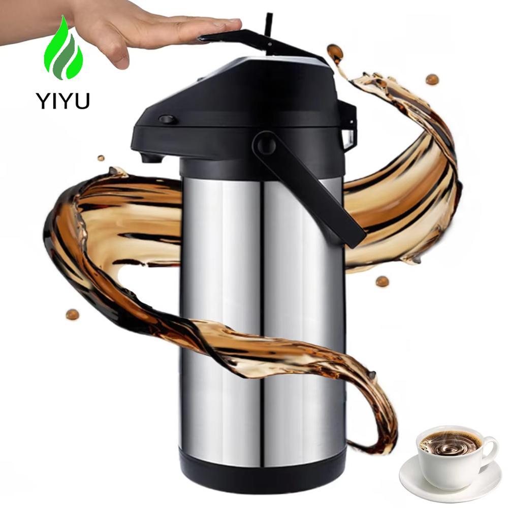 YIYU Nồi cà phê YIYU Airpot, Ấm đun nước giữ nhiệt loại ép bằng thép không gỉ, Bình đựng đồ uống các