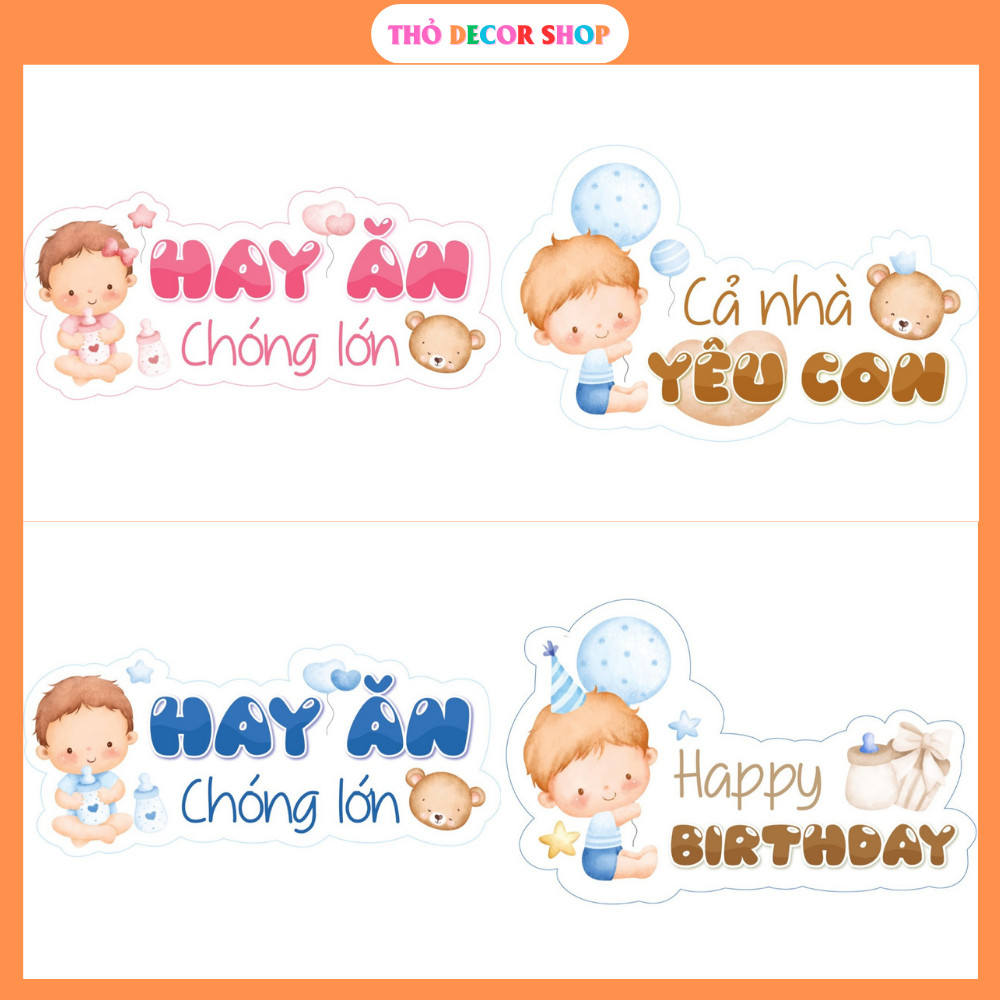 Hagtag cầm tay chụp ảnh sinh nhật cho bé trai, bé gái nhiều mẫu NM158