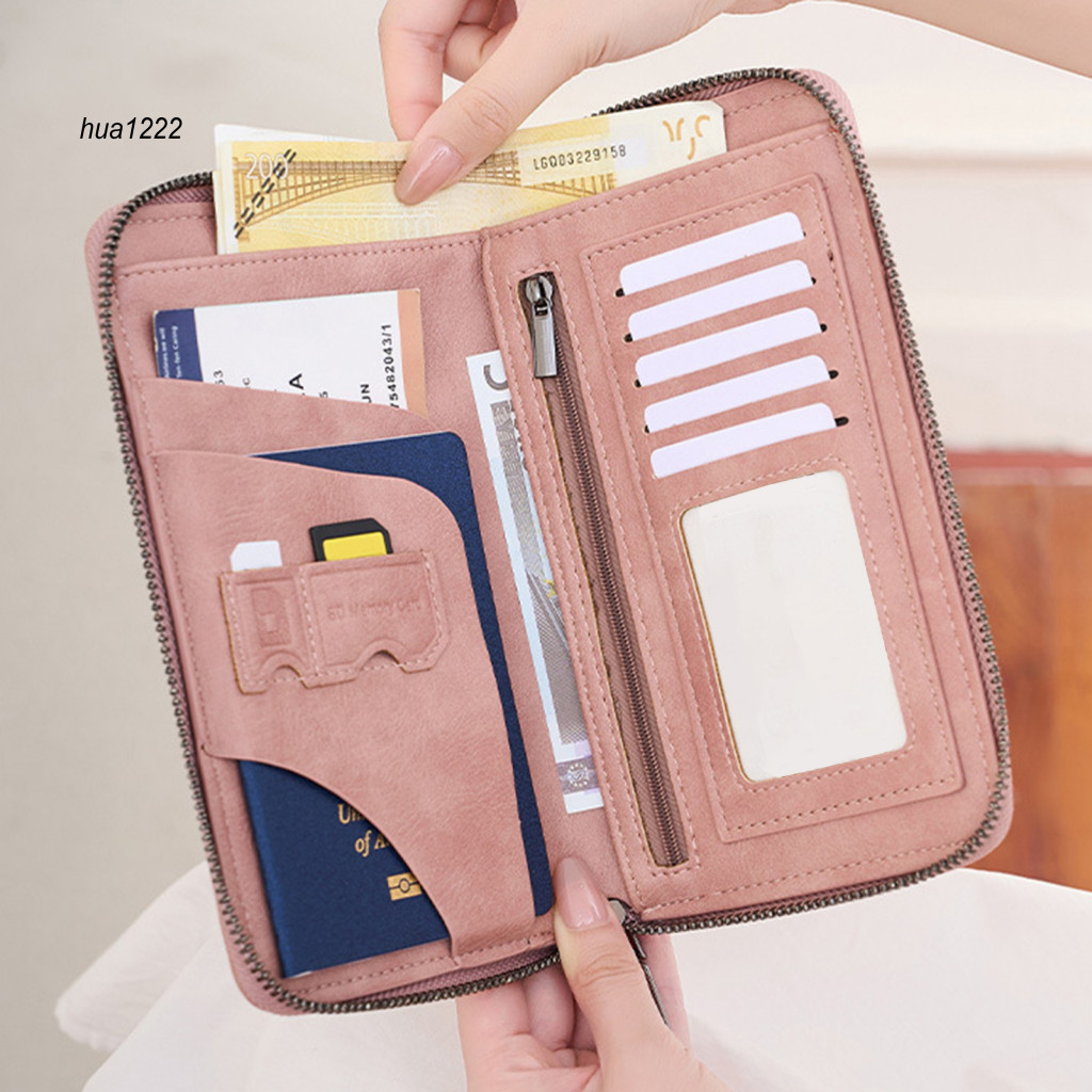 HUA _ Rfid Blocking Wallet Boarding Pass Wallet Rfid Blocking Travel Wallet có dây kéo – Hộp đựng th