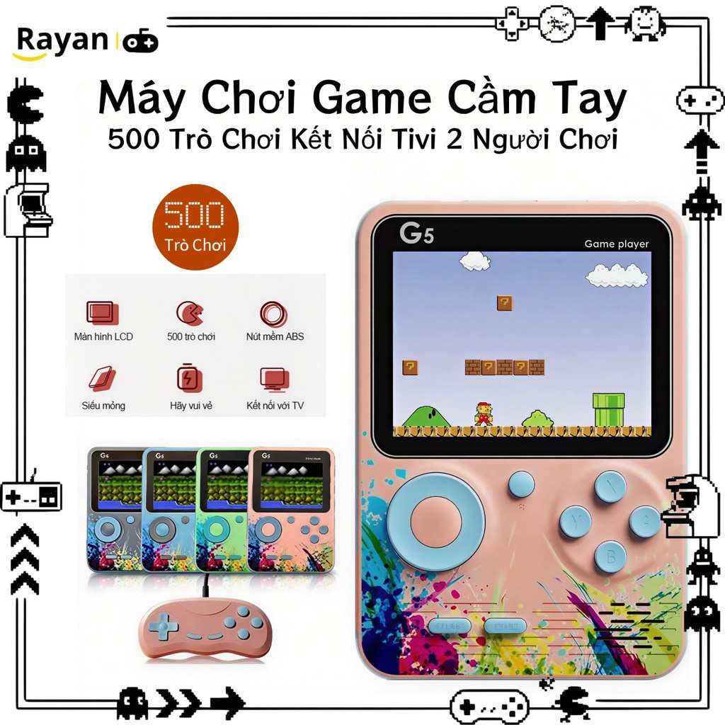 G5 Máy Chơi Game Cầm Tay 500 Trò Chơi Tuổi Thơ 2 Người Sử Dụng Kết Nối Tivi Âm Thanh Hình Ảnh Rõ Nét