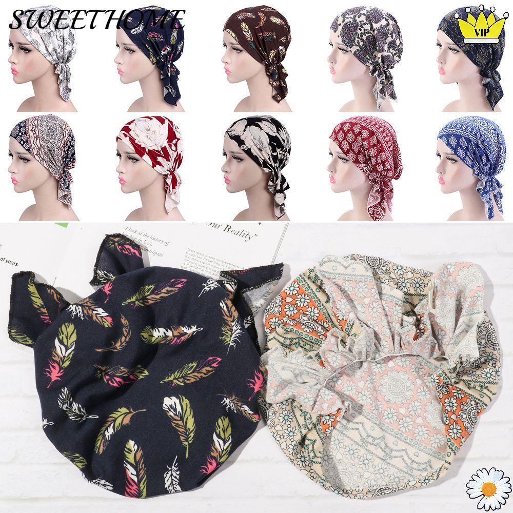 SWEETOME Turban Hat Beanie Scarf Ruffle Cancer Chemo Hat