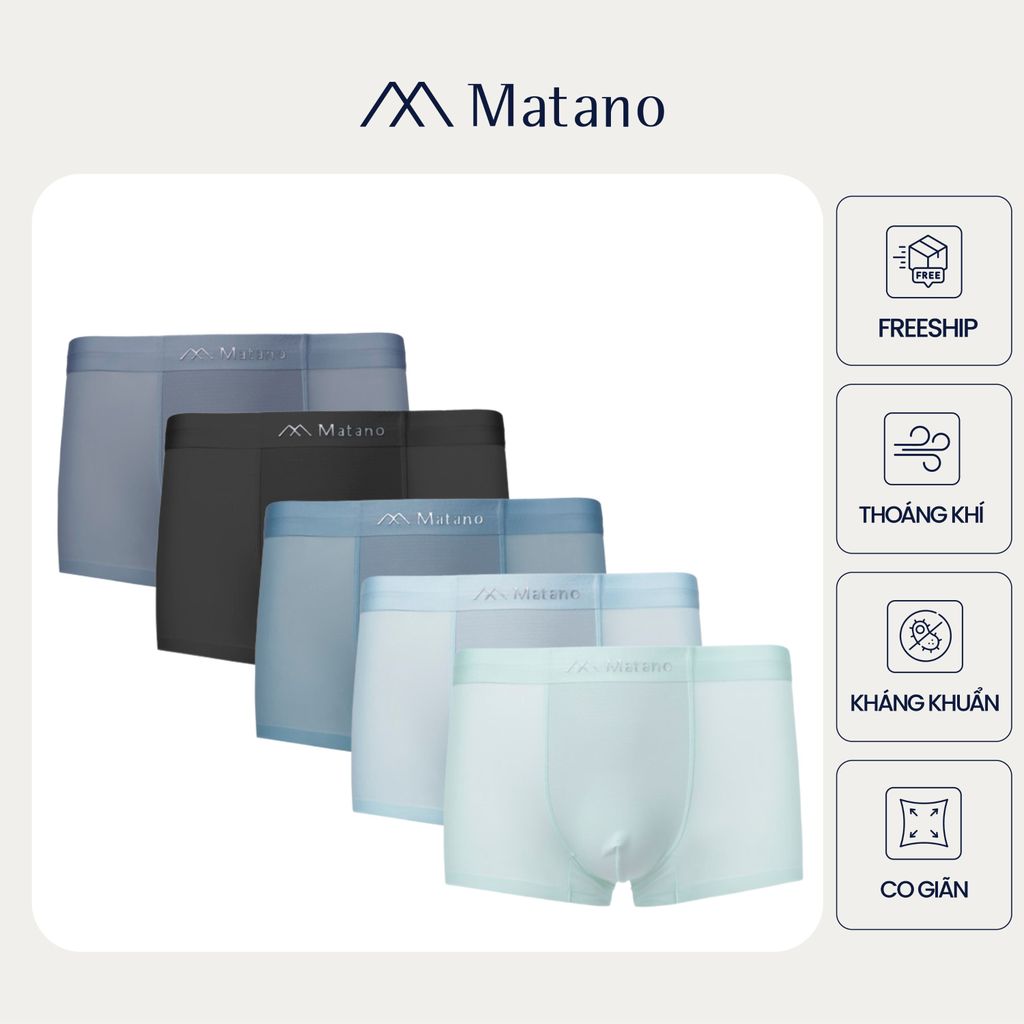 [COMBO 5] Quần lót boxer nam lụa băng cao cấp MATANO QL065 mặc mát, co giãn, không lộ viền, thoải má