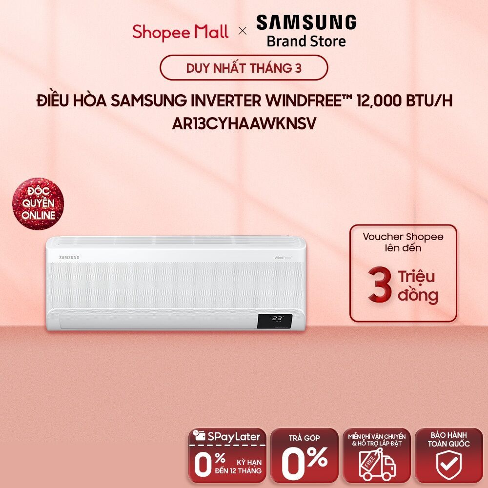 [MIỄN PHÍ VẬN CHUYỂN] Điều Hòa Samsung Inverter WindFree™ 12,000 BTU/h AR13CYHAAWKNSV