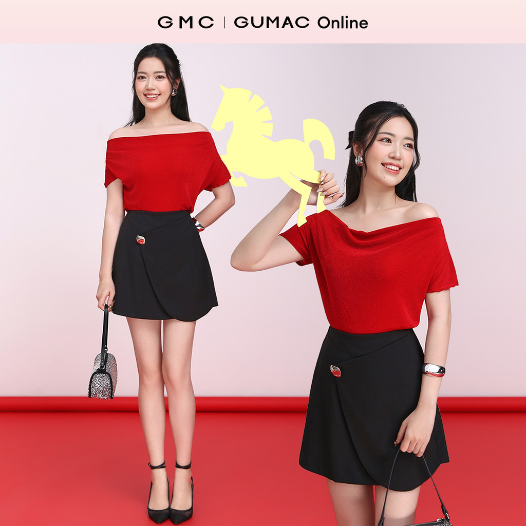 Chân váy nữ đính nút trang trí màu đen thời trang GUMAC VF05032