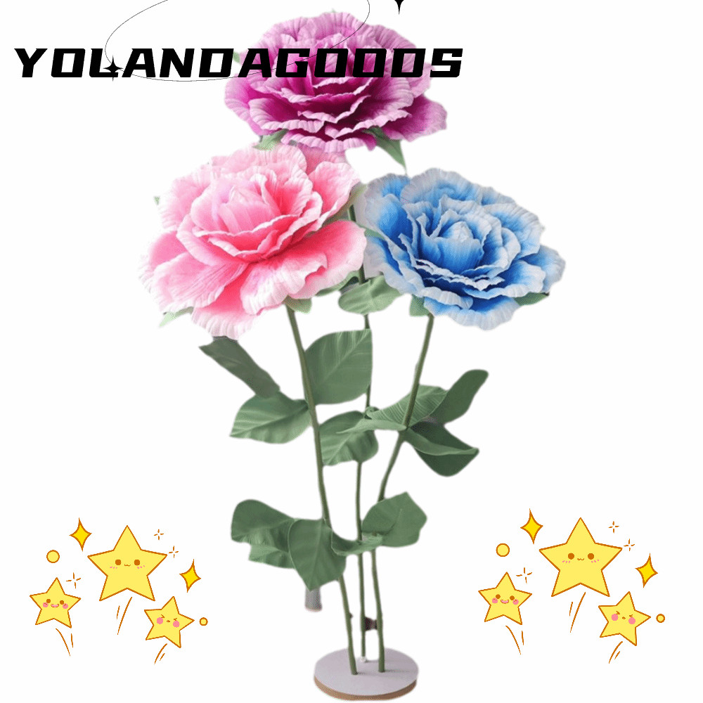 YOLA PE Foam Hoa hồng nhân tạo, PE Foam Rose Branch Đạo cụ chụp ảnh khổng lồ, Kích thước lớn 50cm Ho