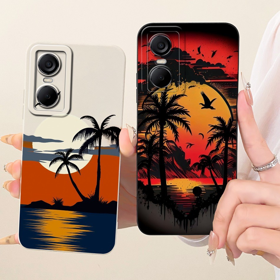 Dành Cho Tecno Pop 6 Pro BE7 Vỏ Bảo Vệ Ống Kính POP 6Pro Thời Trang Dusk Đi Biển Tranh Silicon Mềm V