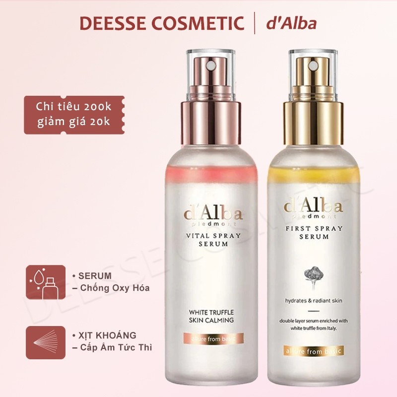 d'Alba Xịt Khoáng Nấm Truffle – Dưỡng Ẩm, Làm Sáng Da, Lâu Trôi Makeup