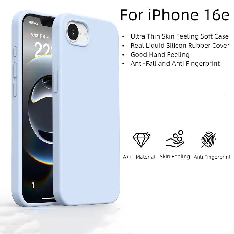 Dành Cho iPhone 16e 16E 16e Ốp Lưng Da Sang Trọng Cảm Giác Thật Chất Lỏng Cao Su Silicon Mềm Vỏ Điện