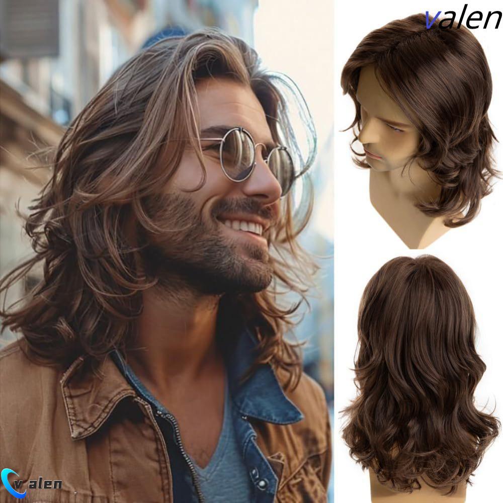 Rexor - Tóc giả cosplay nam, style punk hippie, xoăn tự nhiên màu nâu