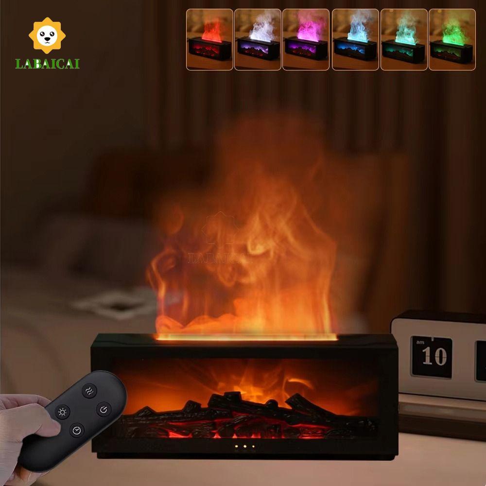 LABAICAI Máy tạo độ ẩm không khí ngọn lửa đầy màu sắc LABAICAI, Máy tạo độ ẩm không khí lò sưởi 150ml yên tĩnh, Tự động tắt nước với đèn LED & Máy phun điều khiển từ xa Máy khuếch tán tinh dầu du lịch