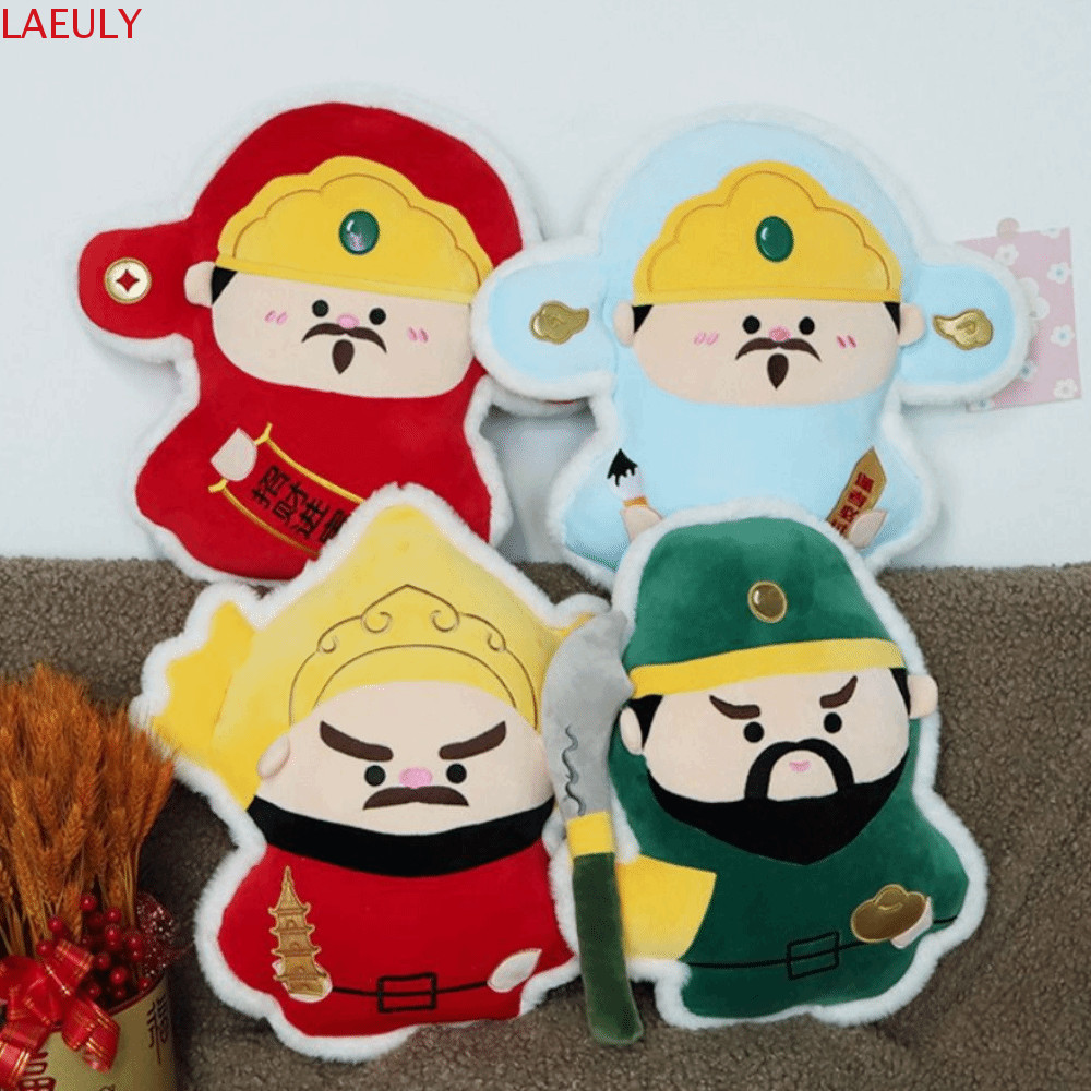 LAEULY Wealth God Gối sang trọng, Guan Gong God of Wealth God of Longevity Toy, Trang trí nhà cửa We