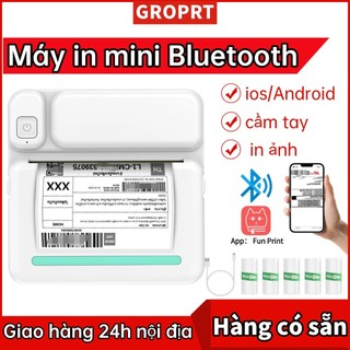 GROPRT C19 Máy In Nhiệt Mini Bluetooth, in ảnh, Hóa đơn không cần mực, mã vận đơn SPX (Xanh lá)