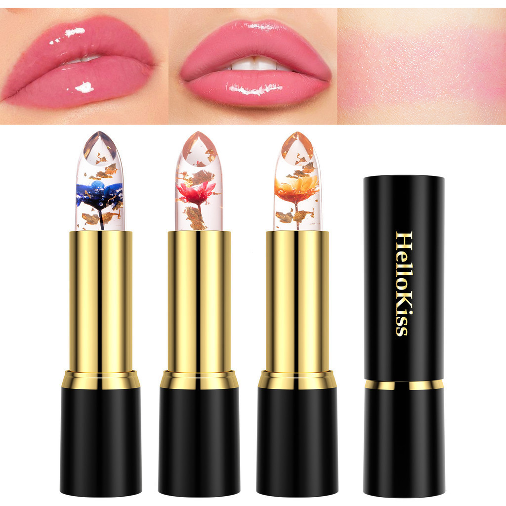 Premium In-Stock Items#hellokiss Floral lipstick, floral crystal jelly color-changing lipstick, mois