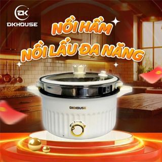 DKHOUSE Nồi 28cm Đa Năng, Nồi Hầm Nồi Lẩu Điện Nấu Ăn, TẶNG XỬNG HẤP INOX