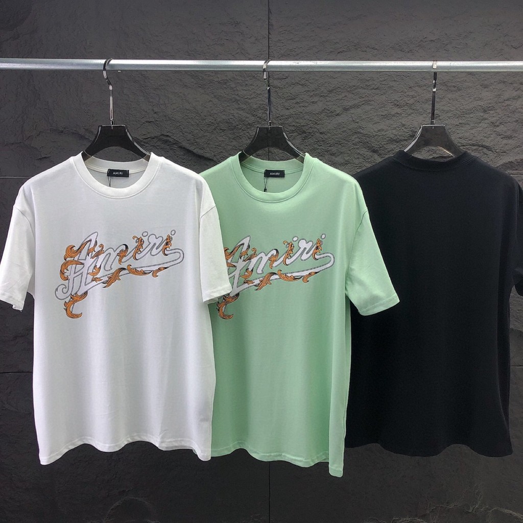 NOHG  Amiri Short Sleeve T Shirt Unisex inner wear with letter print on the chest