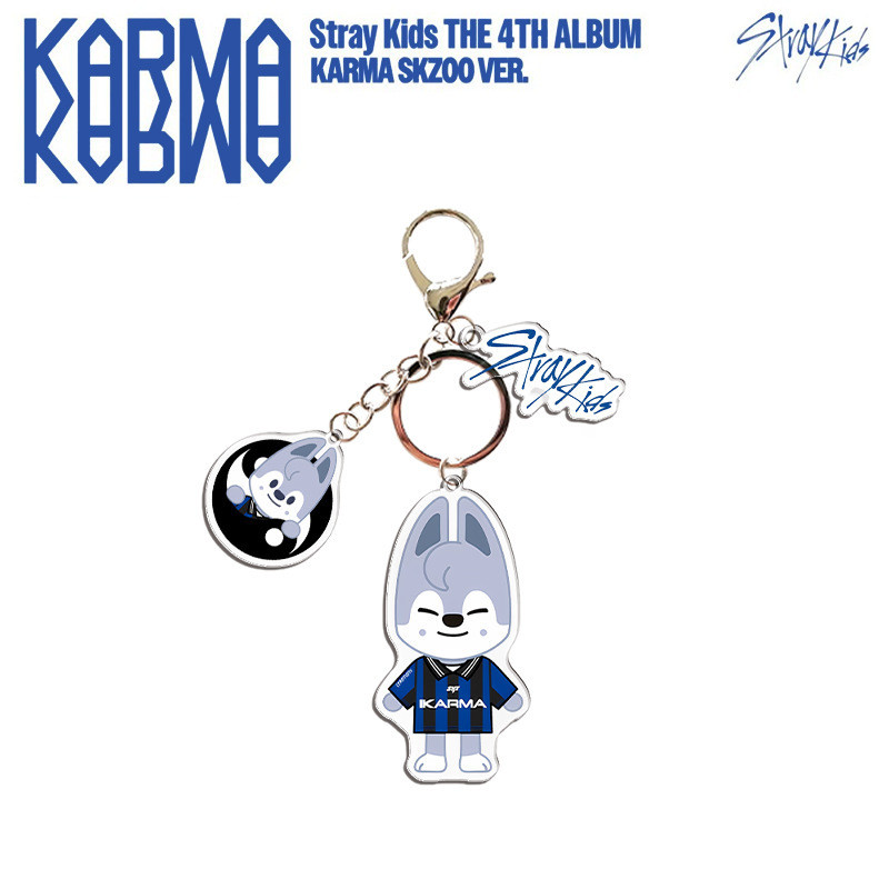 S K New Special "KARMA" Stray Kids Cartoon Image Acrylic Keychain Three Piece Set Bag Pendant Periph