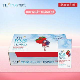 Thùng Sữa Chua Uống Tiệt Trùng TH true YOGURT TOPKID milk Hương Dâu Tự Nhiên 180ml (48 Hộp)