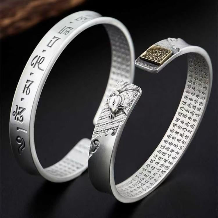 New Product#Twelve Zodiac Signs Eight Guardian Deities Buddha Silver-Plated Bracelet for Men and Wom