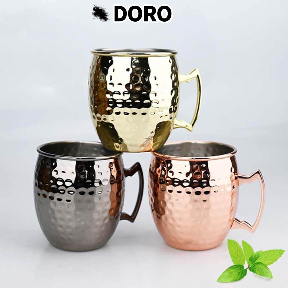 Cốc Đồng Nguyên Chất DORO, Cốc Dày Moscow Mule, Có Tay Cầm Đinh Tán Mạnh Mẽ Búa Mịn 500ml Moscow Mul
