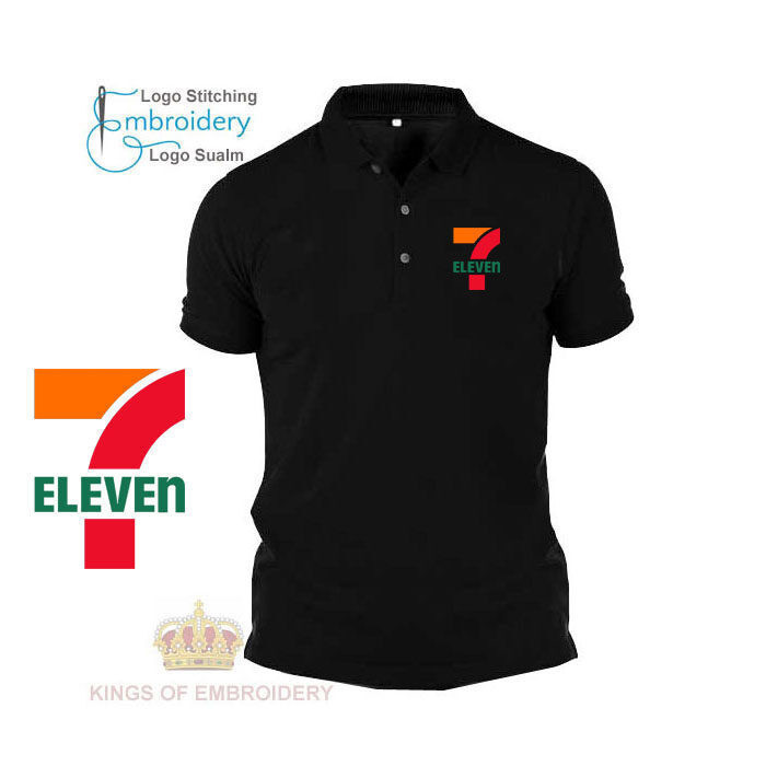 Áo thun cotton [Cotton] Baju Polo Classic Logo 7 Eleven 7-11 7e Mart Sulam Thêu Dành Cho Nam