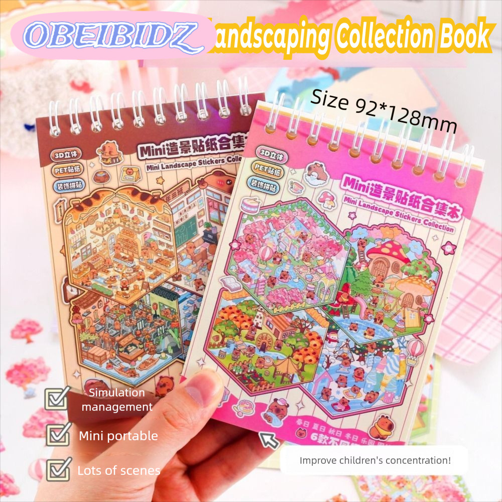 Bộ sưu tập nhãn dán cảnh quan thu nhỏ OBEIBIDZ, Nhãn dán cảnh quan PET Mini, Giải nén DIY Cabin Scen