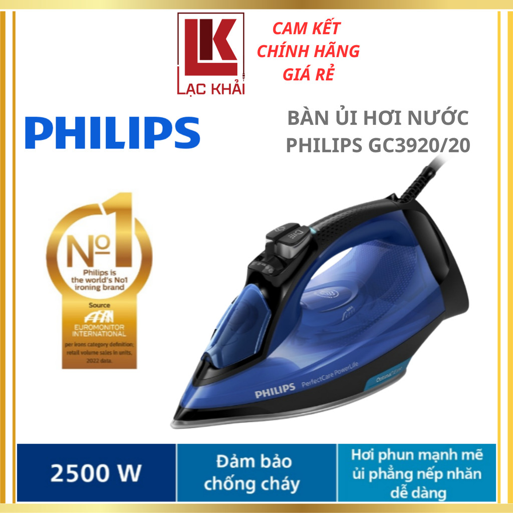 Bàn Ủi Hơi Nước Nằm Philips GC3920/20 2500W - Hàng Chính Hãng