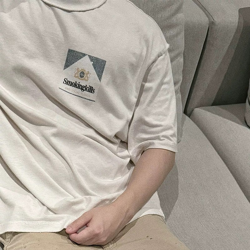 5IG5 Shark reverse stitch direct injection vintage Washed vintage distressed finish VTG Short Sleeve