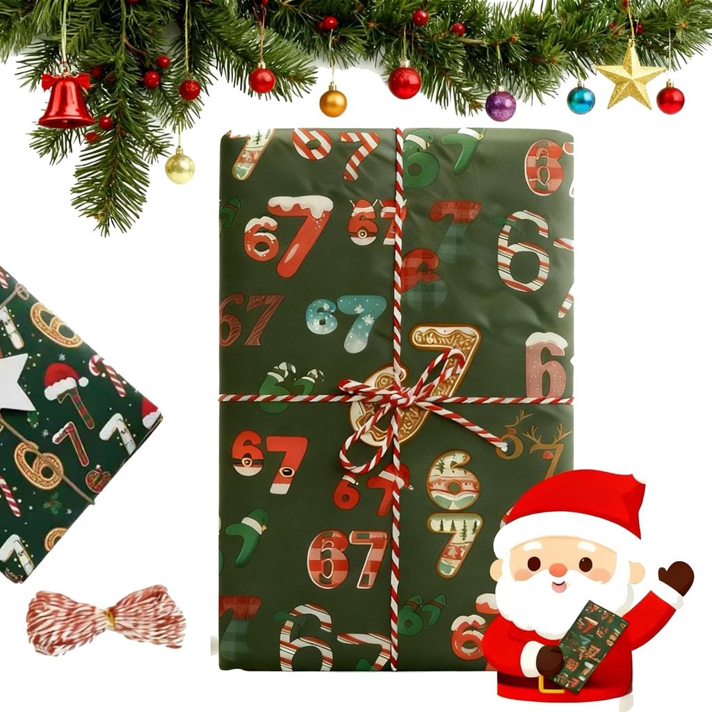 67 Giấy gói Giáng sinh, Giấy quấn Giáng sinh vui nhộn 6 7 Meme, Giấy gói 67, Giấy gói sáu bảy lễ hội