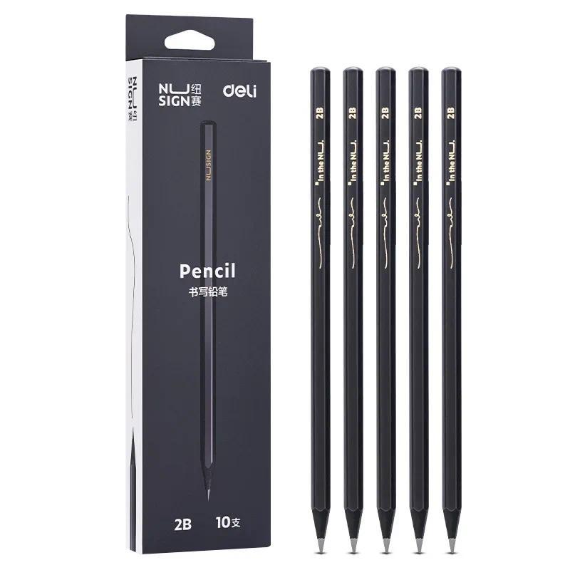 Deli Văn Phòng Phẩm Newsay Pencil NS722-2B / HB Mẫu Giáo Trường Tiểu Học Lục Giác Gỗ Đen Bút Chì 10 