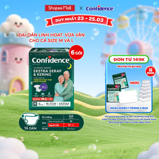 Combo 6 Tã dán ngưới lớn Confidence Thấm Hút Vượt Trội & Khô Thoáng M-L 8M/L-XL 7M