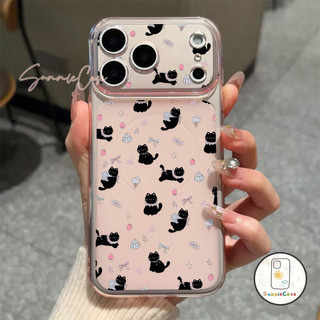Ốp Lưng Cho IPhone 16 14 17 13 15 12 11 Pro Max 13 14 16 Plus AIR Đen Mèo Câu Xích Dâu Tây Ngôi Sao Siêu Mỏng Bìa Mềm Mờ