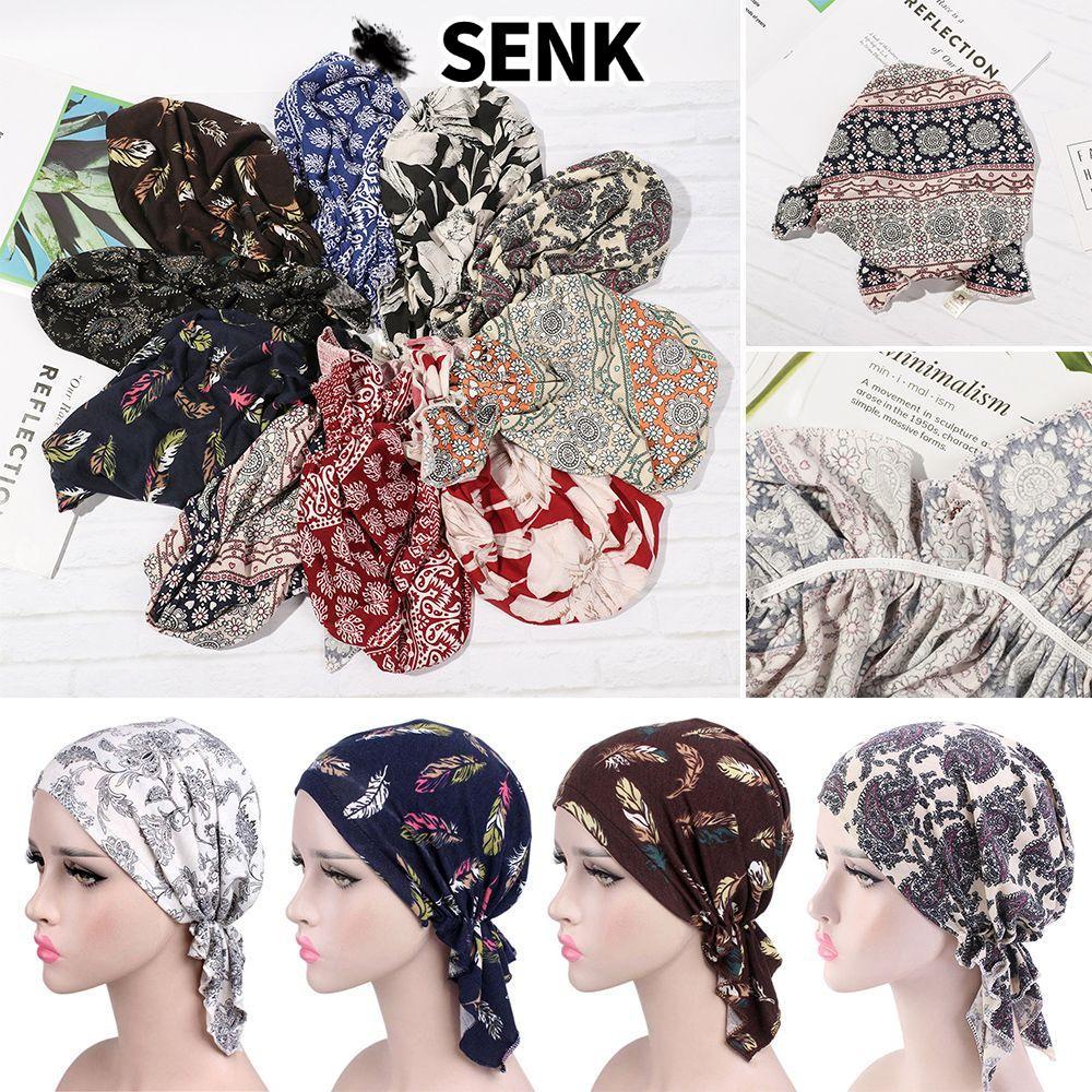 SENK Mũ Turban Hồi giáo Ruffle Beanie Cancer Chemo Hat