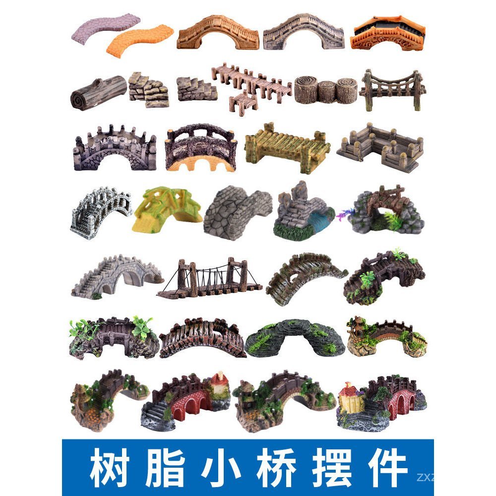 Bán chạy Nhựa Nhựa Mô Phỏng Đá Cầu Banqiao Cầu Treo Cầu Nhỏ Chảy Nước Đài Phun Nước Đổ Bộ Bể Cá Cảnh